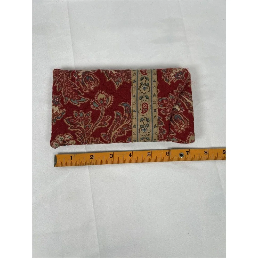 Vtg Vera Bradley Red Paisley Quilted Double Eyeglass Case Soft